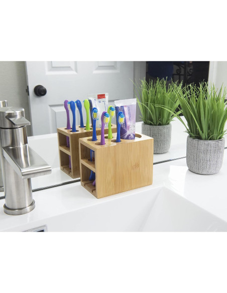 Soporte para Cepillos de Dientes Bamboo Naturals 1 Compartimento Soporte para Cepillos de Dientes Bamboo Naturals 1 Compartimento