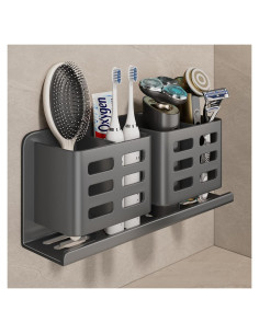 Soporte de cepillo de dientes YESENT aluminio 4 ranuras gris