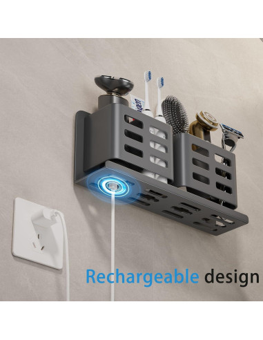 Soporte de cepillo de dientes YESENT aluminio 4 ranuras gris