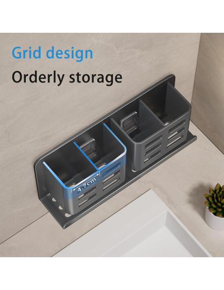 Soporte de cepillo de dientes YESENT aluminio 4 ranuras gris