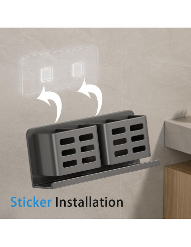 Soporte de cepillo de dientes YESENT aluminio 4 ranuras gris