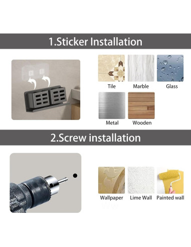 Soporte de cepillo de dientes YESENT aluminio 4 ranuras gris