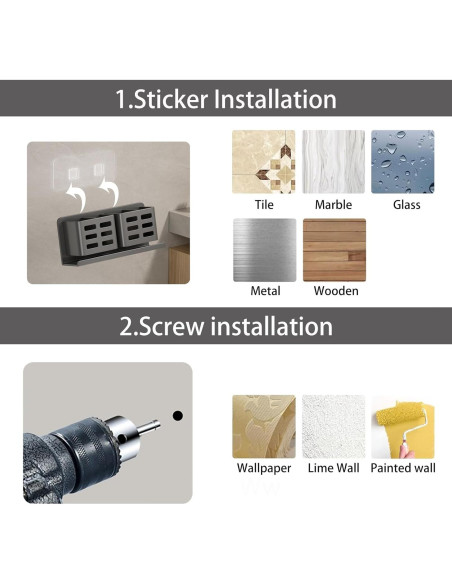 Soporte de cepillo de dientes YESENT aluminio 4 ranuras gris