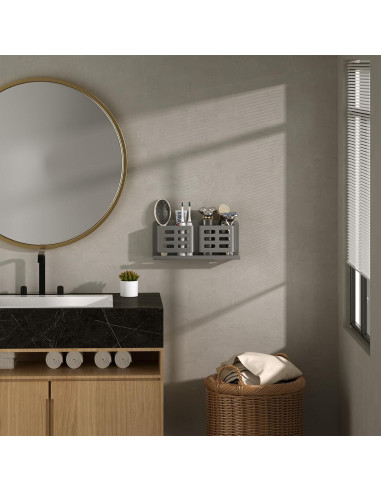 Soporte de cepillo de dientes YESENT aluminio 4 ranuras gris