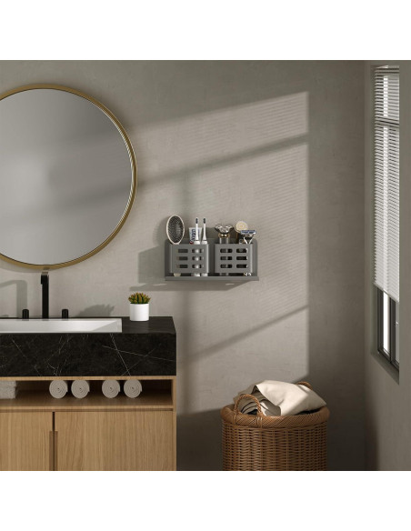 Soporte de cepillo de dientes YESENT aluminio 4 ranuras gris