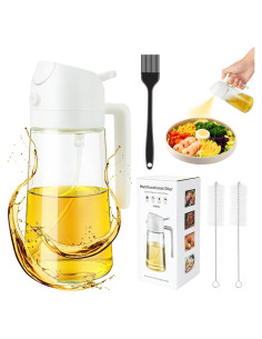 Pulverizador de Aceite Ponpon 470ml Vidrio Blanco Reutilizable