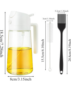 Pulverizador de Aceite Ponpon 470ml Vidrio Blanco Reutilizable 2