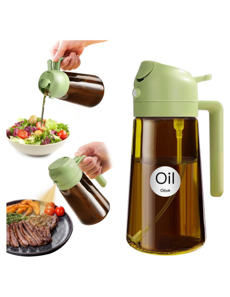 YARRAMATE Pulverizador de Aceite 470ml Vidrio Ámbar 2 en 1