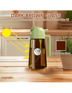 YARRAMATE Pulverizador de Aceite 470ml Vidrio Ámbar 2 en 1 2