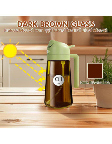 YARRAMATE Pulverizador de Aceite 470ml Vidrio Ámbar 2 en 1