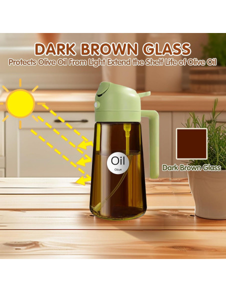 YARRAMATE Pulverizador de Aceite 470ml Vidrio Ámbar 2 en 1