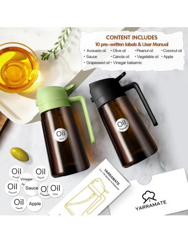 YARRAMATE Pulverizador de Aceite 470ml Vidrio Ámbar 2 en 1