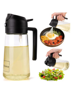 Dispensador de Aceite 2 en 1 Robinesse 470ml Vidrio Negro