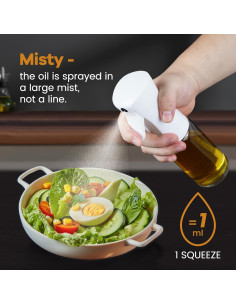 Rociador de Aceite WANKODA 220ml Vidrio Blanco Reutilizable 2