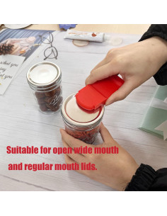 Abre frascos manual JILINWEI rojo para tapas anchas y regulares 2