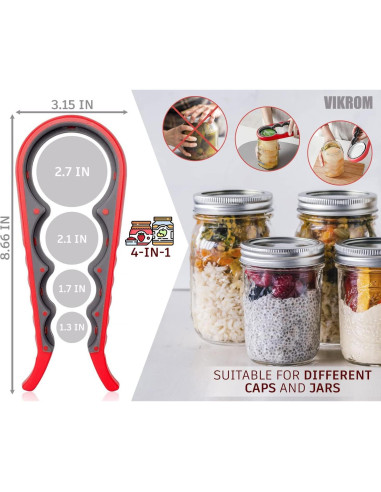 Abrebotellas de Silicona VIKROM 3 Piezas Antideslizante