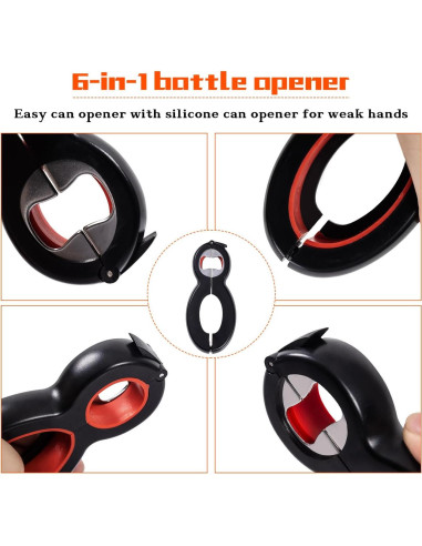 Abridor de Tarros y Botellas Lzzabo 4 en 1 Rojo