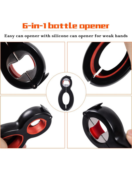 Abridor de Tarros y Botellas Lzzabo 4 en 1 Rojo