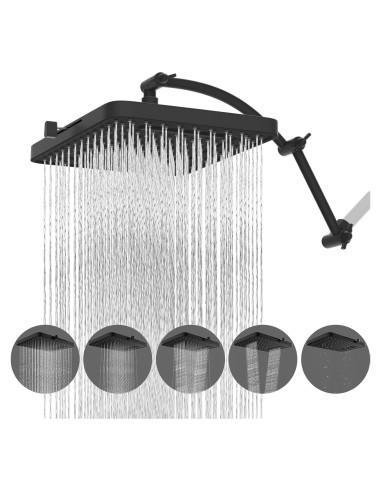 Cabezal de Ducha de Lluvia Hibbent 33 cm 5 Modos Alta Presión