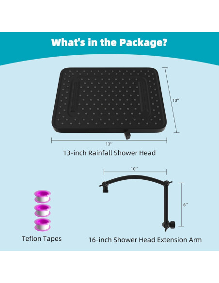 Cabezal de Ducha de Lluvia Hibbent 33 cm 5 Modos Alta Presión