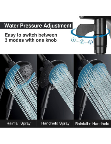 Cabeza de Ducha 2-en-1 INAVAMZ con Manguera 60" Negro