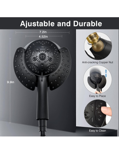 Cabeza de Ducha 2-en-1 INAVAMZ con Manguera 60" Negro