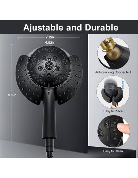 Cabeza de Ducha 2-en-1 INAVAMZ con Manguera 60" Negro