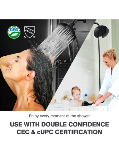 Cabeza de Ducha 2-en-1 INAVAMZ con Manguera 60" Negro