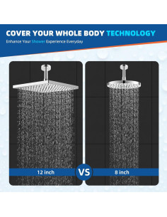 Cabezal de Ducha de Lluvia Hibbent 30,48 cm Cromo Ajustable 2