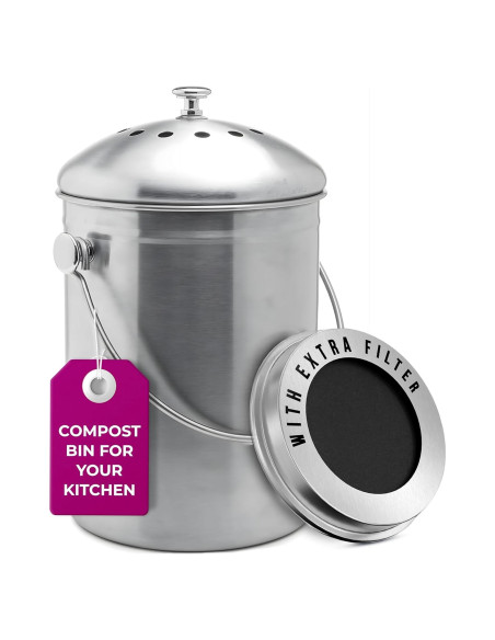 Bin de Compostaje EPICA 1.3 Galones Acero Inoxidable