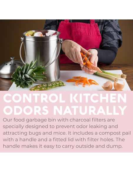 Bin de Compostaje EPICA 1.3 Galones Acero Inoxidable