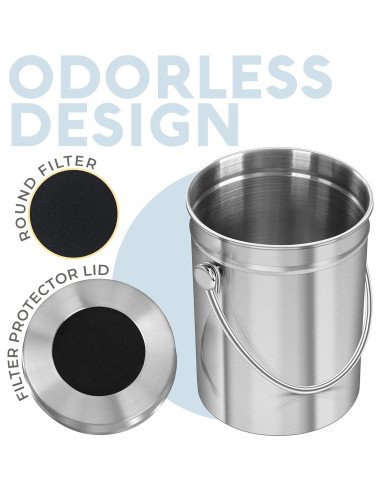 Bin de Compostaje EPICA 1.3 Galones Acero Inoxidable