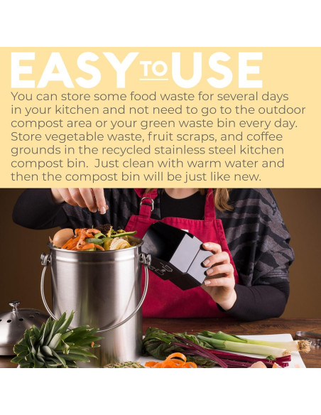 Bin de Compostaje EPICA 1.3 Galones Acero Inoxidable