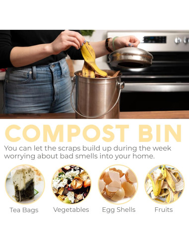 Bin de Compostaje EPICA 1.3 Galones Acero Inoxidable
