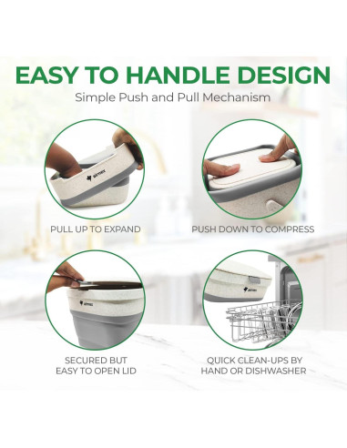 Cubo de Compostaje Plegable AIRNEX 3.52L Gris con Filtros