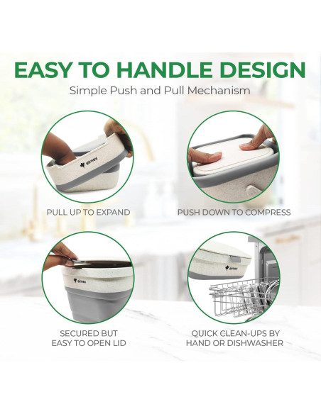 Cubo de Compostaje Plegable AIRNEX 3.52L Gris con Filtros