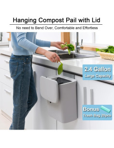 Cubo de Compostaje Tiyafuro 9L Gris Montable para Cocina 2