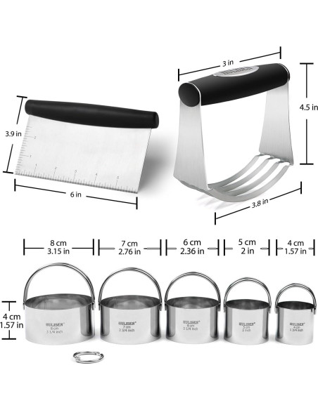 Juego de Cortadores de Galletas HULISEN 3 Pcs Acero Inoxidable