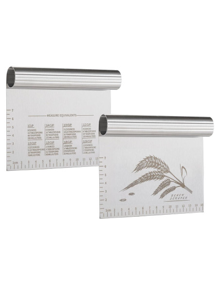 Cortador de Masa y Raspador de Banco OLULU Acero Inoxidable 2Pcs Cortador de Masa y Raspador de Banco OLULU Acero Inoxidable 2Pcs