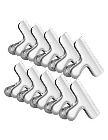 10 Clips de Metal Anchos IPOW 7.6 cm Acero Inoxidable