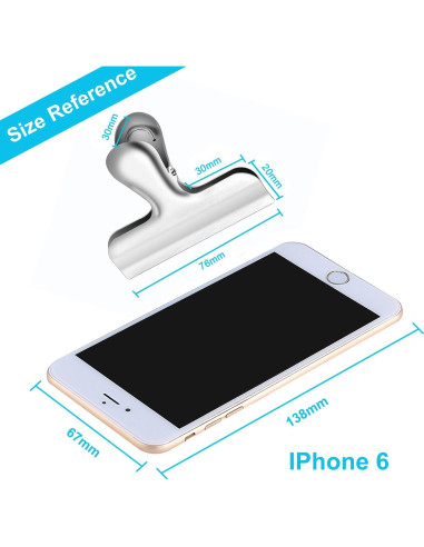 10 Clips de Metal Anchos IPOW 7.6 cm Acero Inoxidable