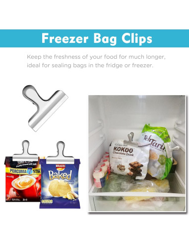 10 Clips de Metal Anchos IPOW 7.6 cm Acero Inoxidable