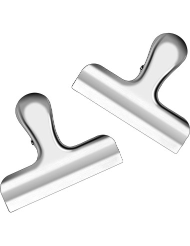 10 Clips de Metal Anchos IPOW 7.6 cm Acero Inoxidable