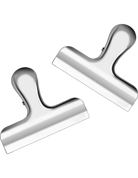 10 Clips de Metal Anchos IPOW 7.6 cm Acero Inoxidable