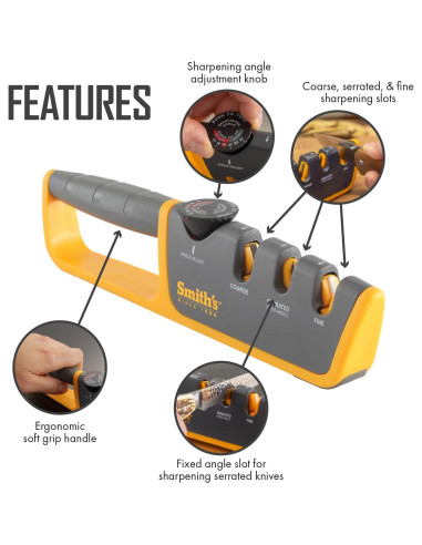 Afilador de Cuchillos Smith's 2 Etapas Ajustable Gris/Amarillo