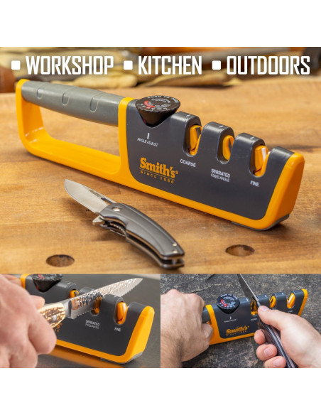 Afilador de Cuchillos Smith's 2 Etapas Ajustable Gris/Amarillo