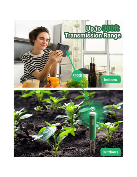 Medidor de Humedad del Suelo Dr.meter 4 en 1 LCD Verde