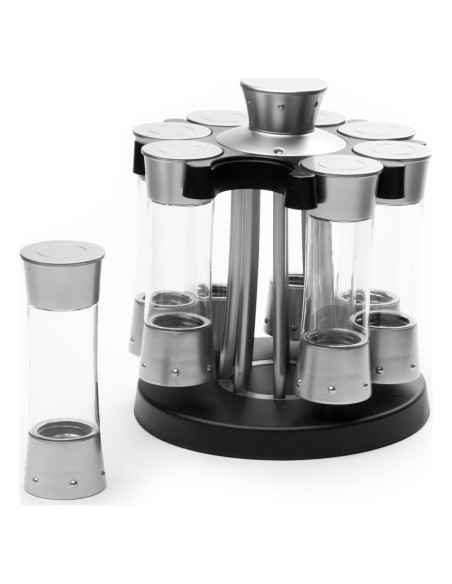 Estante de Especias KitchenArt Elite, 8 Tarros, Plateado
