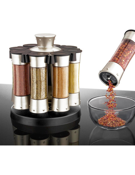 Estante de Especias KitchenArt Elite, 8 Tarros, Plateado