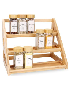 Organizador de especias de bambú MNADSFKJ 3 niveles 30,48x21,59cm